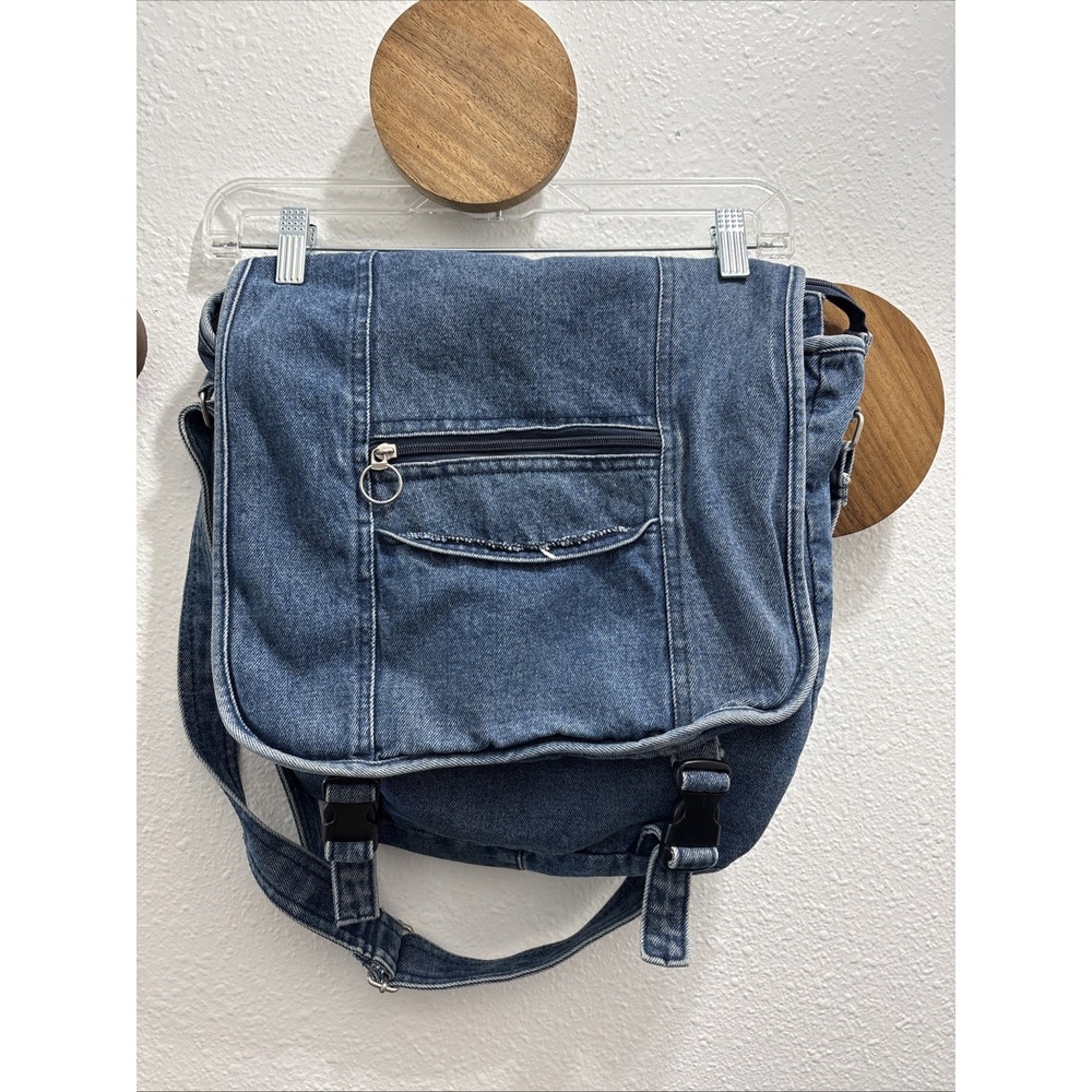 Denim Blue Jean Purse Messenger Bag Grunge Hippie Boho Y2K Inspired 10x12